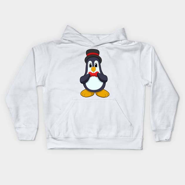 Penguin as Groom with Ribbon & Hat Kids Hoodie by Markus Schnabel